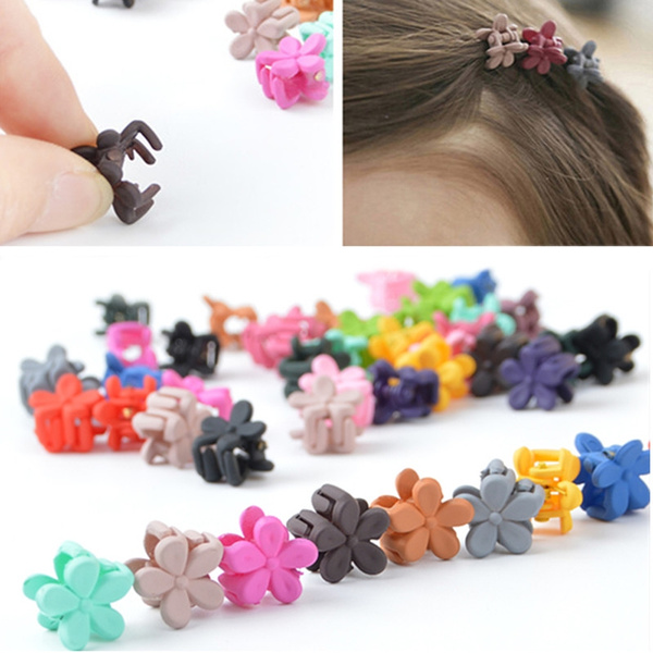 30PCS Kids Baby Girls Candy Color Hairpins Mini Claw Hair Clips Clamp Flower