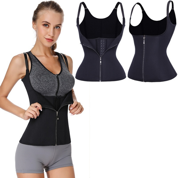 Fajas Women Zipper Compression Shirt Body Shaper Vest Workout