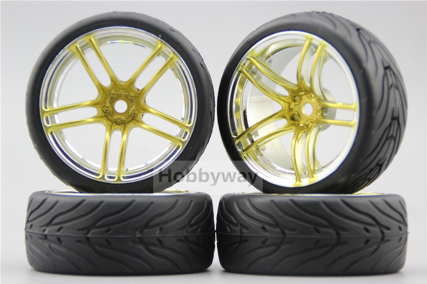 4pcs RC 1/10 Soft Rubber Touring Car Tire Tyre Wheel Rim WD5SCG 6mm ...