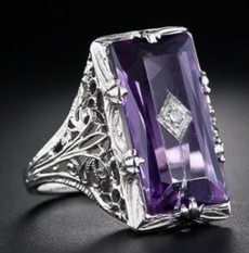 Purple Amethyst Zircon 925 Sterling Silver Wedding Ring Jewelry Size 6-10