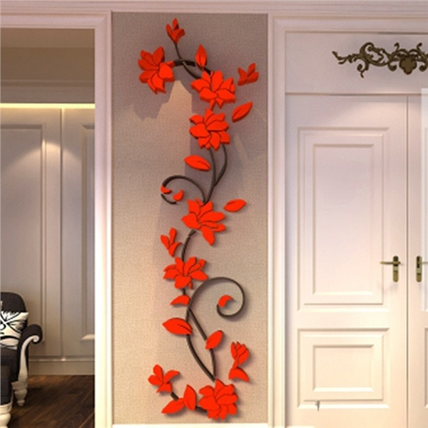 Large Rose Flower Wall Stickers DIY Art Removable Decals Home Room Decoration 