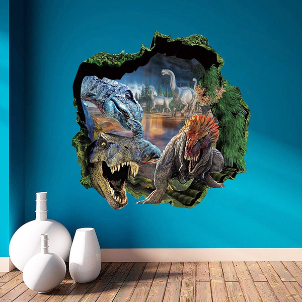 Jurassic Park Wall Stickers 3d Dinosaur Stickers for Kids Room Living Room  Home Decor Diy Cartoon Nursery Movie Mural Art PVC