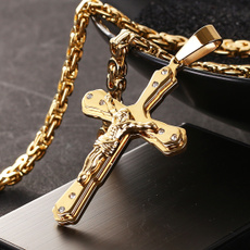 Chain Necklace, 18k gold, Christian, byzantine
