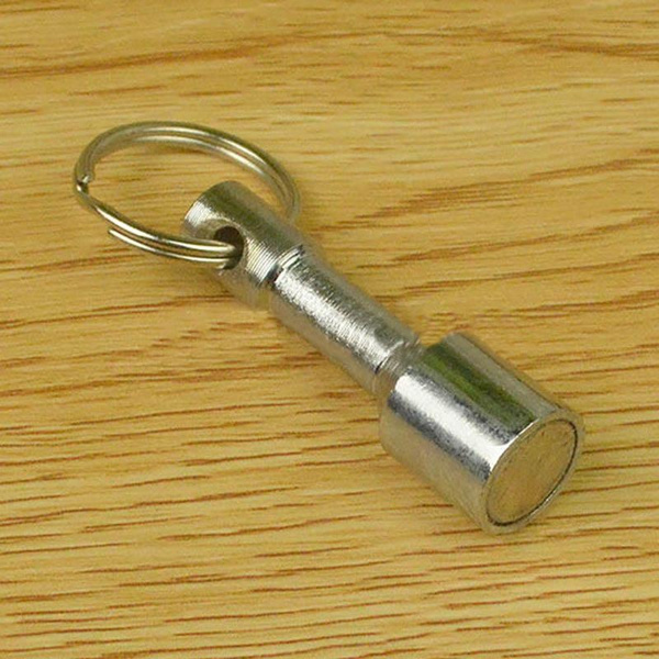 1pc 12mm Metal Neodymium Test Magnet Keychain Split Ring Pocket Keyring Gift