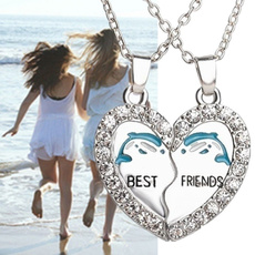 Heart, Chain Necklace, bestfriendpendant, Chain