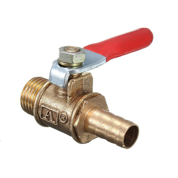 1/4'' PT Male 13mm to 8mm Threaded Ball Valve Barb Hose Red Lever ...