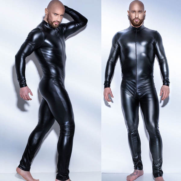 Black Leather Jumpsuit For Men