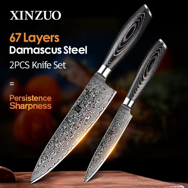 Knife Damascus Steel 67 Layers, Steel Kitchen Knives Set