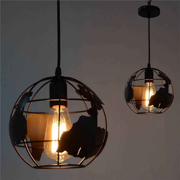 Old Fashion Retro Vintage Style Earth Shaped Industrial Ceiling Light Decorative Pendant Light Antique Glass Wall Lamp Wall Sconce Wish