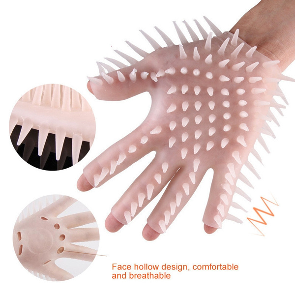 Adult Sex Toys Soft Silicone Flirting Barbed Wolf Gloves Five Finger Magic Gloves Body Massager Glove