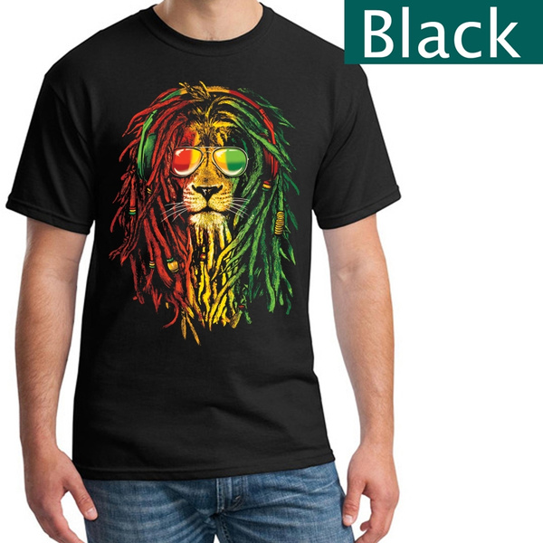 Lion Head  Mens T-Shirt Reggae Rasta Roots Rock Lions Head SHirt