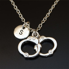 Police, Jewelry, handcuffnecklace, initial necklace