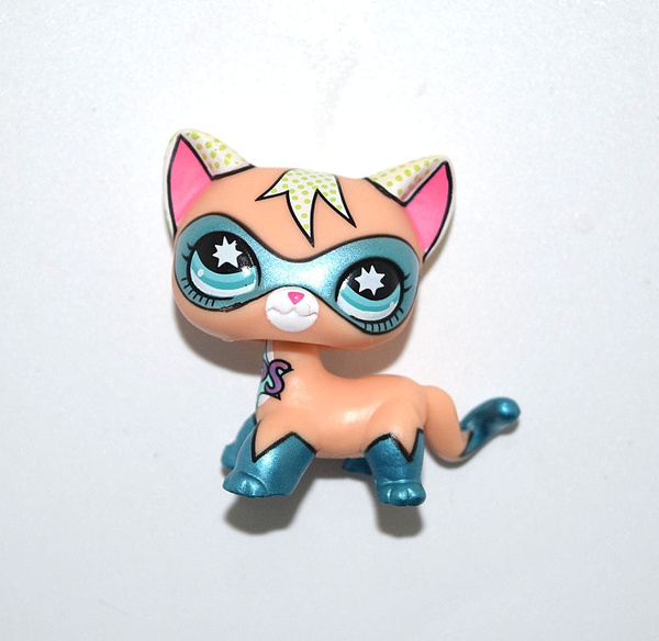 Littlest Pet Shop Comic Super Hero Blue Mask Cat Kitty Doll Figure Child Toy UK 