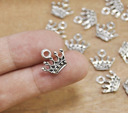 30pcs Mini Crown Charms Tibetan Silver Pendant for Bracelet Jewelry Making DIY（size：14mmx11mm）