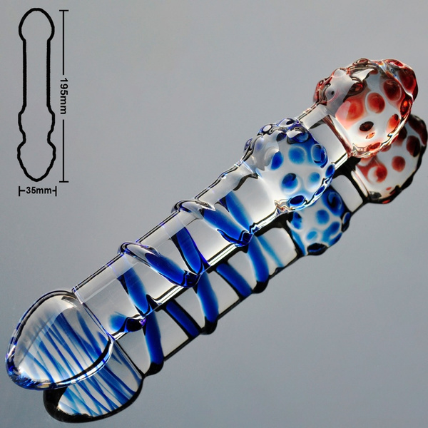 Large Double sided Crystal Artificial Thick Pyrex Glass Fake Male Dildo Plug Adult Sex Toy for Gay Women Men