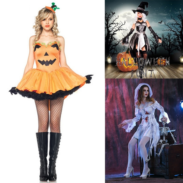 Sexy Pumpkin Halloween Costumes for Women Party Dresses Cosplay Anime Party