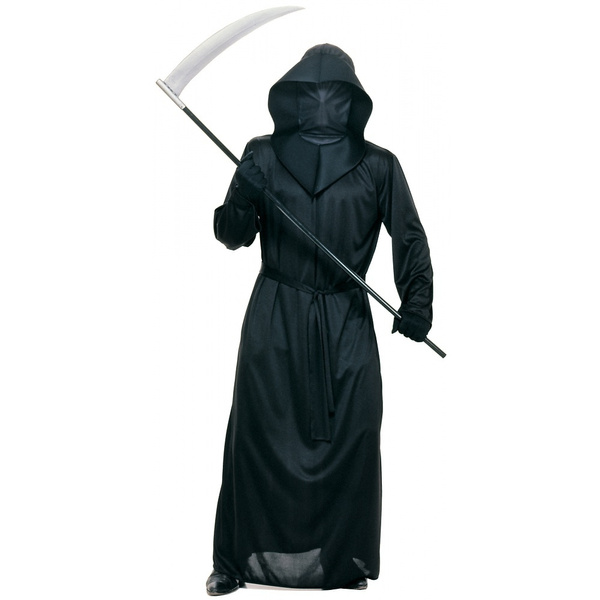 Mesh Face Black Robe Grim Reaper Death Scary Costume | Wish