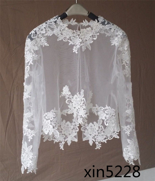 Elegant Fall Winter Sheer Lace Bolero Jacket Bridal Wedding Shawls ...