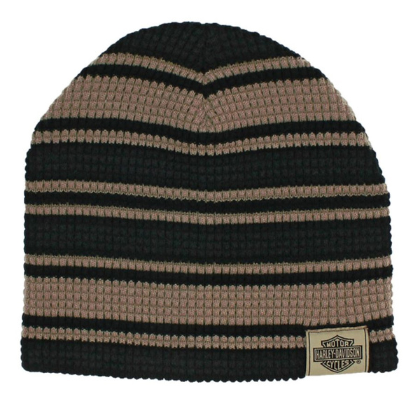 Striped H-D Embroidered Knit Beanie Hat 