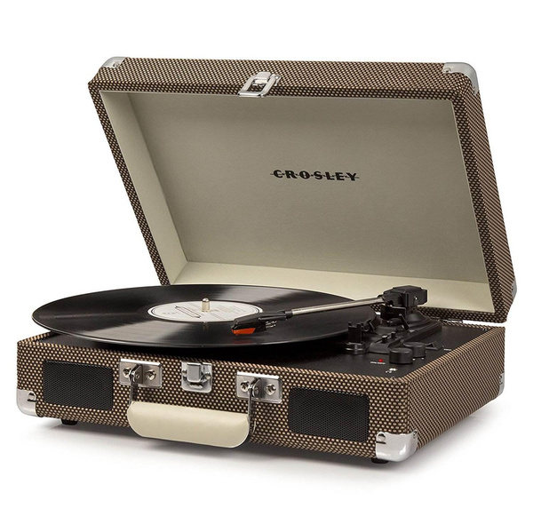 Tweed Crosley Cruiser Deluxe Portable 3 Speed Bluetooth Record Player Turntable 