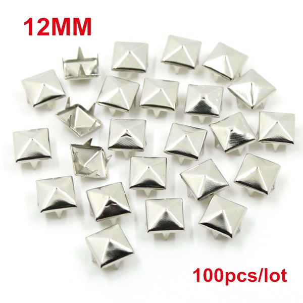 12MM Square Spikes Garment Rivets for Clothing Four claw metal studs and  Spikes for clothies 100pcs/lot