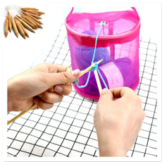 Mesh Sewing Kit DIY Hand Weaving Tools Organizer Hollow Weaving Yarn Bag Crochet Thread Storage Mesh Holder+20MM Carbonized Bamboo Knitting Needles Wool Hat Blanket Sweater Needles