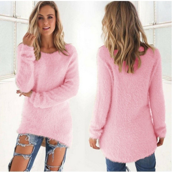 huurder AIDS Kliniek Damen Strickpullover Pullover Sweater Feinstrick Basic Longshirt Pulli  Oversize | Wish