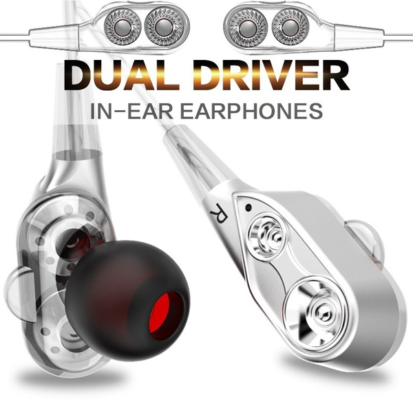 Dual Driver Earphones Super Bass Noise Isolation HIFI 3.5mm Professional  Stereo Sport In-Ear Earbuds DJ Field Headset Running Headphones Tangle-Free  