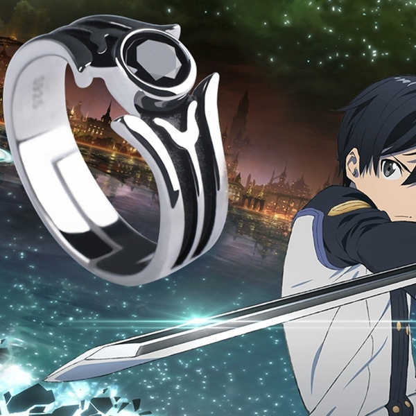Sword Art Online Kirigaya Kazuto Silver Jewelry Ring Chain Cosplay Props US 7 9 Sword Art Online Kirigaya Kazuto Silver Jewelry Ring Chain Cosplay Props US 7 9