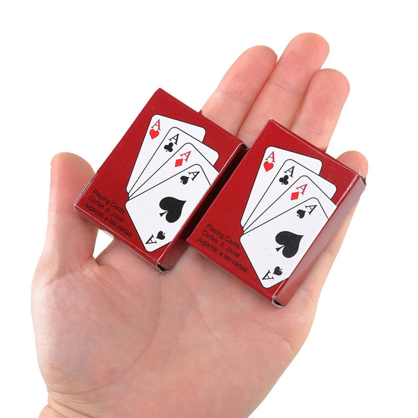 2 Decks Mini Playing Cards, 3 Different Sizes Of Mini Poker Card, Portable  Flexible Mini Game Poker Cards For Travel, Cute Miniature Dollhouse Decorat