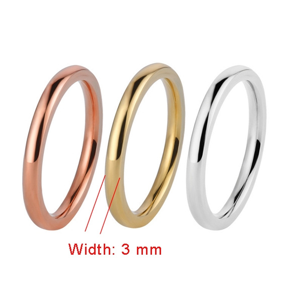 1pcs elegant gold and Silver and Rose Gold Stainless Steel Comfort Fit  Plain Wedding Band Ring Width 3mm