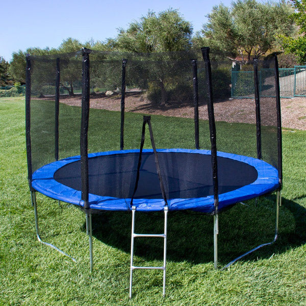 12FT Round Trampoline Combo Safety Enclosure Bounce Jump Net w/Spring Pad&Ladder 