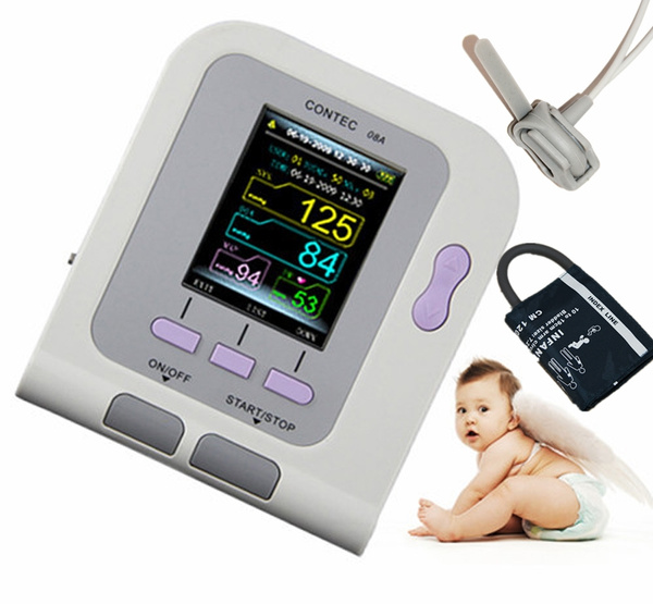 Neonatal Infant Blood Pressure Monitor Color LCD Digital NIBP Spo2 with  6-11cm Cuff, PC Software+charging cable 