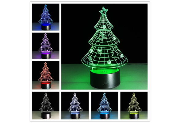 SUPERIORVZND 3D Christmas Tree Night Light Remote Control Power Touch  Switch Table Desk Optical Illusion Lamps 16 Color Changing Lights Home  Decoration Xmas Birthday Gift 