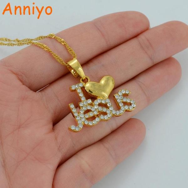 jesus name necklace gold