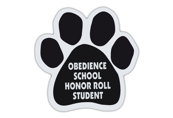 Dog Paw Shaped Magnets: OBEDIENCE SCHOOL HONOR ROLL STUDENT Funny Cars Dogs 