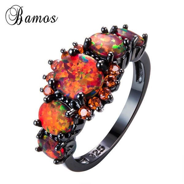 fire opal and garnet ring