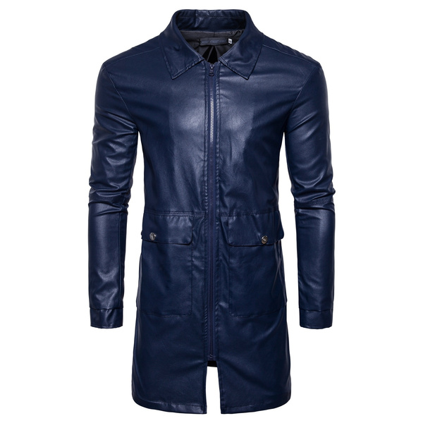 mens long leather overcoats