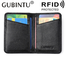 GUBINTU men fashion wallet purse cowhide RFID card bag ultra-thin anti-magnetic leather card credit package