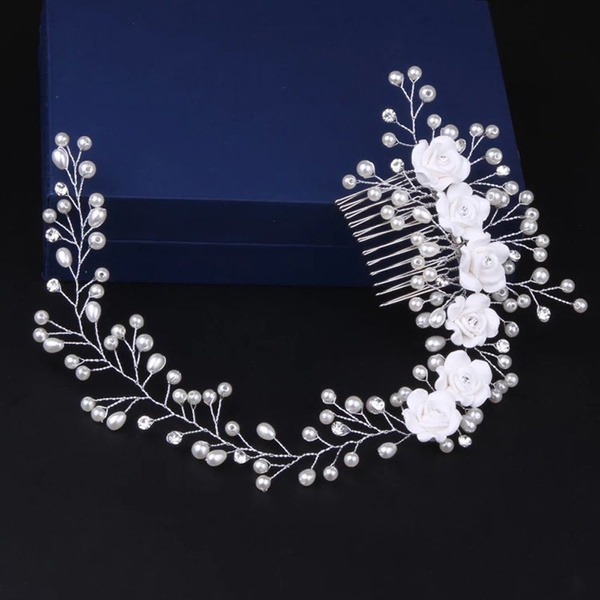 Prom Jewelry Crystal Pearl Hair Ornaments Bridal Headpiece Hair Comb Headband
