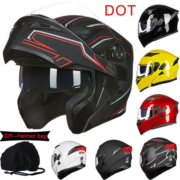 M, Red ILM 10 Colors Motorcycle Dual Visor Flip up Modular Full Face Helmet DOT