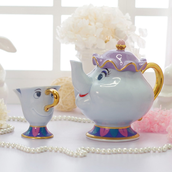 Mrs Potts Beauty And The Beast Teapot Cartoon Mug Chip Tea Pot Cup Gift Set 