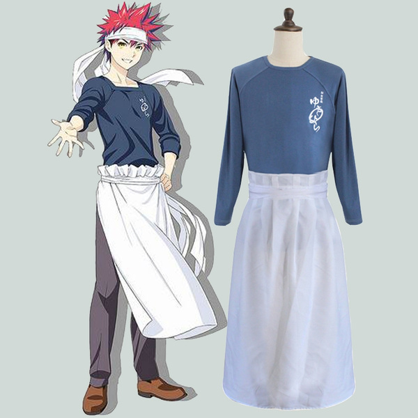 Cosplay Anime Shokugeki no Soma Costume Food Wars Yukihira Souma full set Shirt Apron headband wig its Asian size its smaller than US EU size