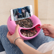 Multifunction Creative Small Double Layer Fruit Dish Snack Plates Storage Box Trash Can Phone Holder