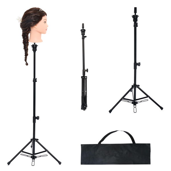 Neverland Folding Wig Stand Adjustable Tripod Stand Hairdressing Training Mannequin  Head Holder Clamp Hair Styling Practice