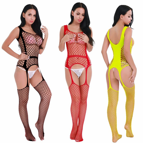 Women Sexy Lingerie Fishnet Full Body Stockings Babydoll Bodysuit