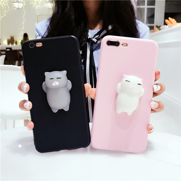 Mochi Cute Cat Squishy Squeeze Healing Fun Seal Smartphone Case Soft Animal Silicone Cases iPhone 66s 6 6s Plus 7 7 Plus