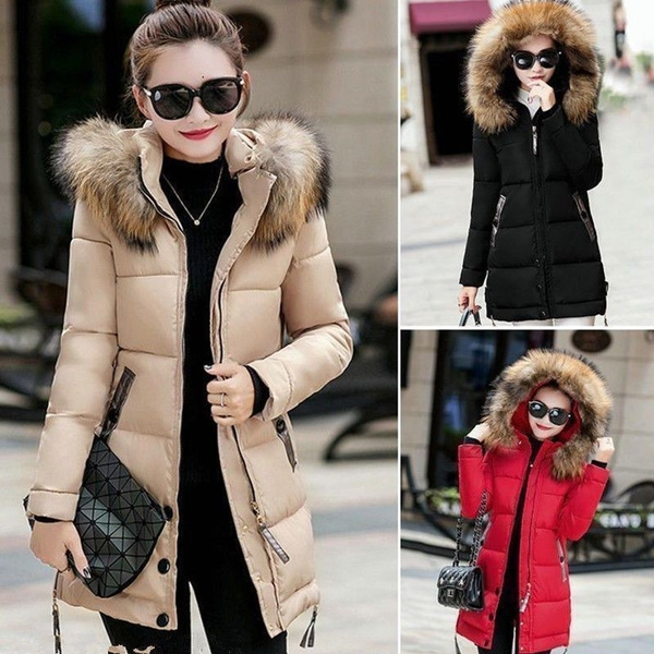 ladies warm hooded coat