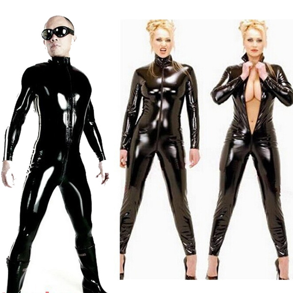 Big Size S-4XL Men Women Unisex Sexy Latex Catsuit Black Wetlook Full  Bodysuit PVC Jumpsuit Clubwear Faux Leather Costume