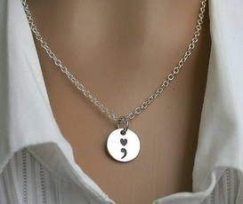 Chain Necklace, bff, semicolon, silvercharm